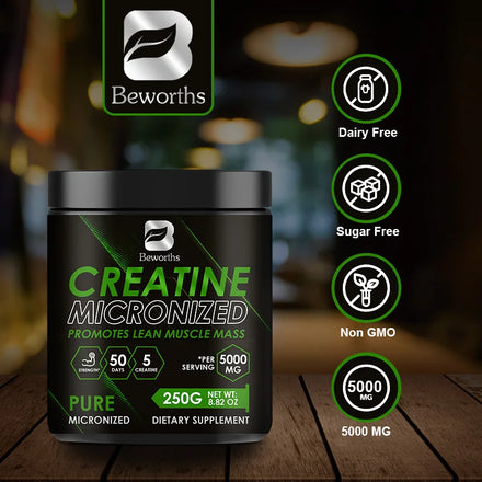 BEWORTHS Creatine Monohydrate Sports Dietary Supplements for Workout Muscle Building Cellular Energy Enhance Muscle Strength