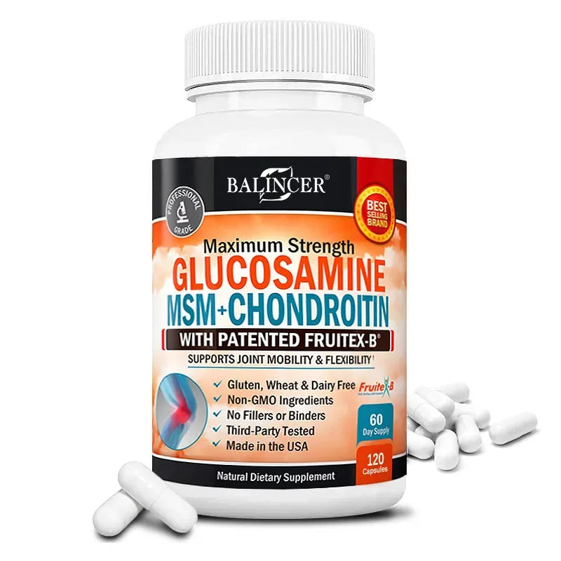 Glucosamine MSM Chondroitin Curcumin - Helps Support Sciatic Nerve Care and Joint Health - for Men & Women - Vegetarian Capsules