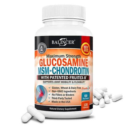Glucosamine MSM Chondroitin Curcumin - Helps Support Sciatic Nerve Care and Joint Health - for Men & Women - Vegetarian Capsules