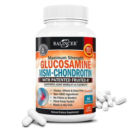 Glucosamine MSM Chondroitin Curcumin - Helps Support Sciatic Nerve Care and Joint Health - for Men & Women - Vegetarian Capsules