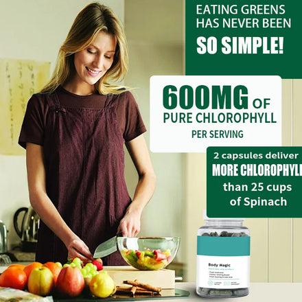 Body Deodorizing Supplement Natural Internal Odor Control Pills Chlorophyll Capsules for Skin, Breath, and Gut Health