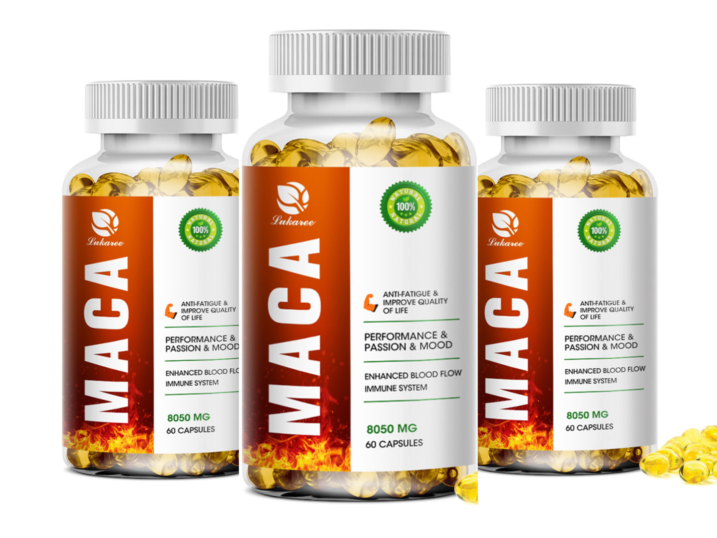 Lukaree Maca and Ashwagandha Root Extract Capsule Health Kidney Endurance Support Enhances Immunity Energy Supplement for Man