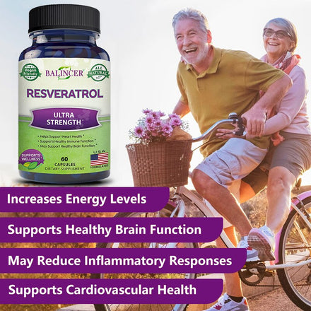 Balincer Resveratrol-Antioxidant Supplement,Trans-Resveratrol for Anti-Aging,Trans-Resveratrol for Heart Health and Fat Burning