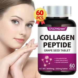 60 Tablets Collagen Peptides Supplement Tightens Skin Promotes Healthy Hair Grape Seed Extract Anti Aging