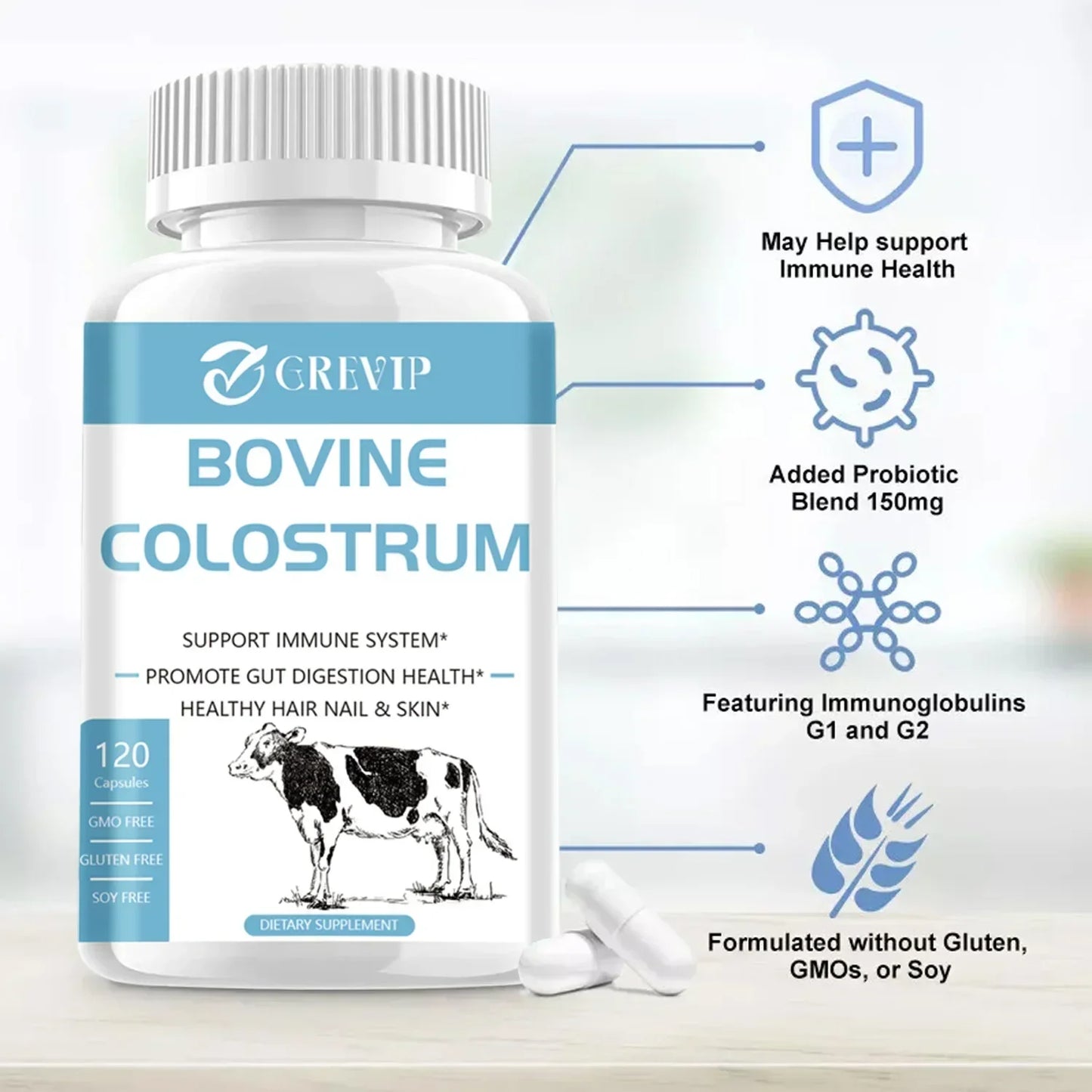 Bovine Colostrum Supplement - 20% IgG, for Gut Health, Immune Support, Muscle Recovery