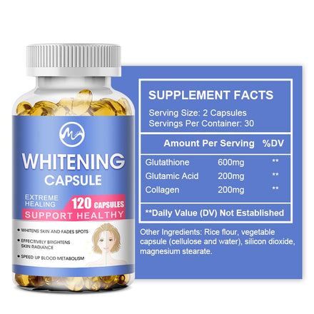 Minch Whitening Capsules Glutathione Softgels Effective Skin Lighten Supplement Dark Spots Melasma Acne Scar Remover Antioxidant