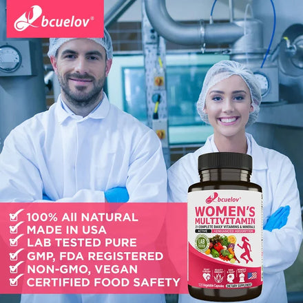Women's Daily Multivitamin & Mineral - Best for Hair, Skin, Nails, Heart, Brain - Natural Energy, Supports Overall Health