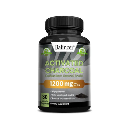 Balincer  Activated Charcoal Capsules - 1,200 Mg To Help Relieve Gas, Bloating and Naturally Detoxify