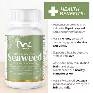 Seaweed and kelp supplement New Zealand | High quality -100% pure organic natural - Multiple nutrients - Iodine 60 capsules