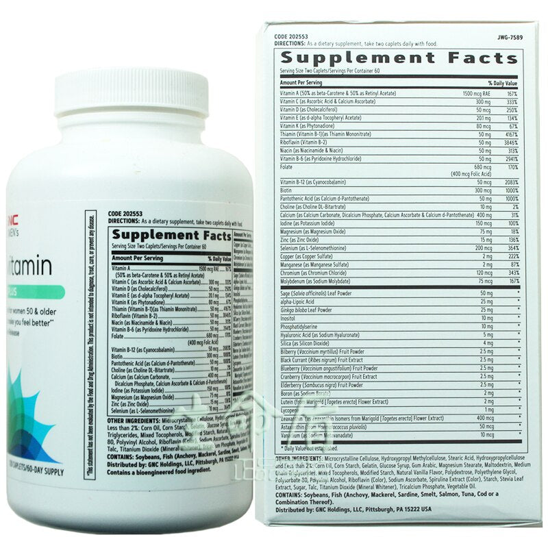 Multivitamin 50 Plus Specially Formulated For Women 120 Caplets Multivitamin supplement Free shipping