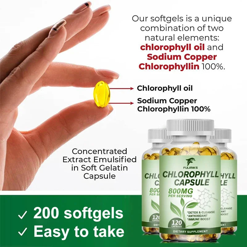 Chlorophyll Capsules Detox Cleanse, Greens Supplements- Chlorophyll Capsules -Ultra High Absorption