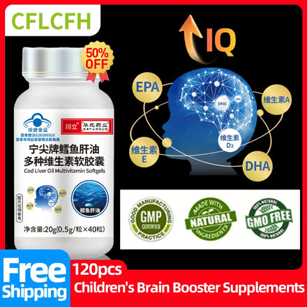 Nootropic IQ Brain Booster Capsules Cod Liver Oil Multivitamin Supplements Improve Memory Enhance Focus Premium Nootropics Pills in Pakistan