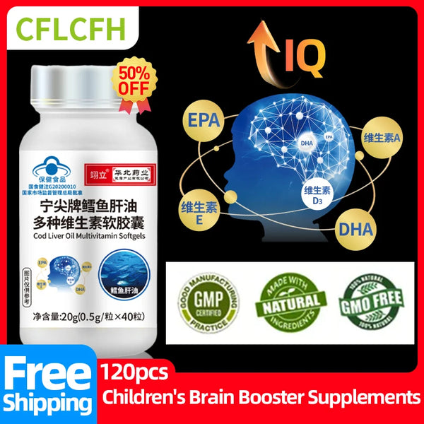 Nootropic IQ Brain Booster Capsules Cod Liver Oil Multivitamin Supplements Improve Memory Enhance Focus Premium Nootropics Pills in Pakistan in Pakistan