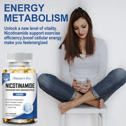 NATURE'S LIVE Nicotinamide Resveratrol 500MG, Anti-aging NAD Supplement 120/240/480 Capsules