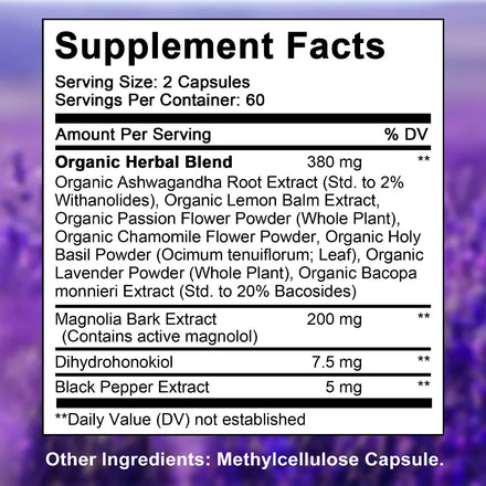 Ashwagandha + Black Pepper Extract Capsules - Helps Mood Reduce Anxiety and Stress,  Improving Sleep, Brain Health Supplement