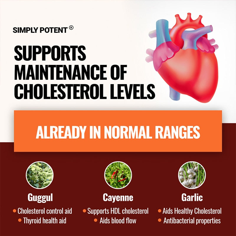 Cholesterol Support Supplement Lowers LDL & Triglycerides Natural Anxiety Relief Adrenal Support