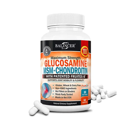 Glucosamine MSM Chondroitin Curcumin - Helps Support Sciatic Nerve Care and Joint Health - for Men & Women - Vegetarian Capsules