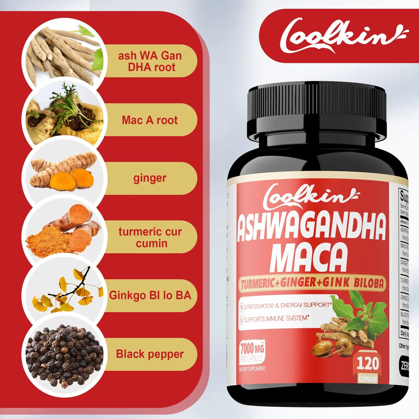 Ashwagandha and Maca Capsules - Improves Muscle, Endurance, Strength and Male Performance, Relieves Stress