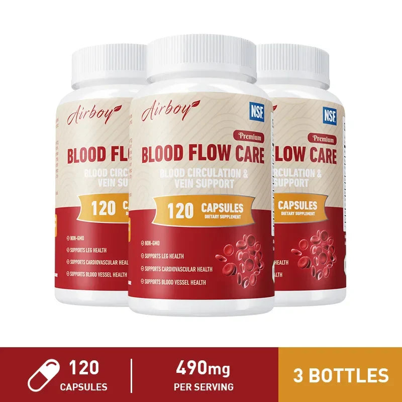 Blood Flow Care Capsules - with Niacin, L-Arginine - Supports Heart, Cardiovascular Health, and Promotes Blood Circulation