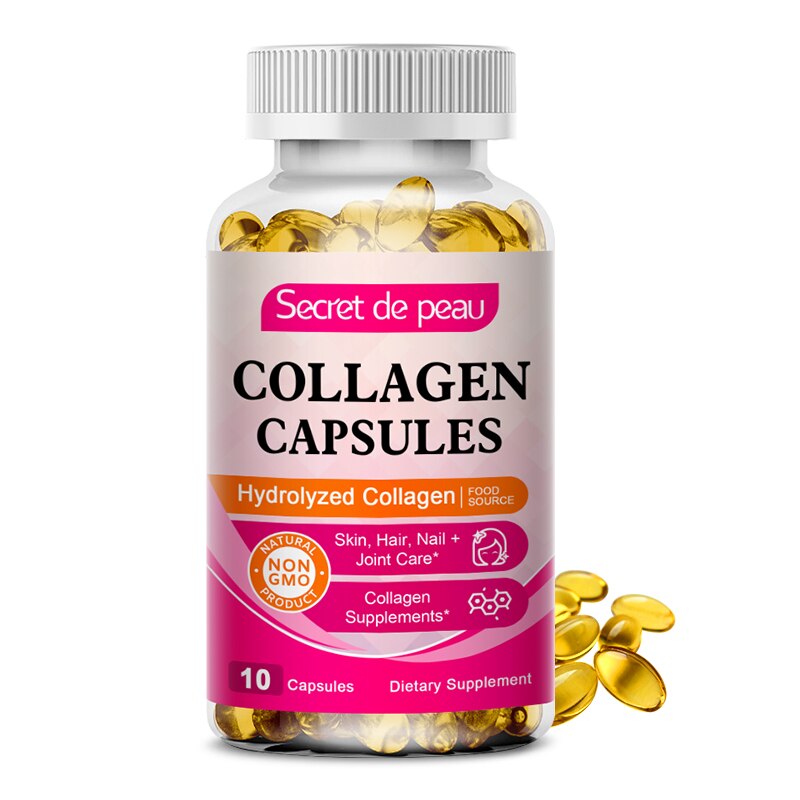 3 Bottles Hydrolyzed Collagen Capsule Support Skin Brightening&Joint&Hair&Nails Anti-aging Firming Skin Care Collagen Supplement