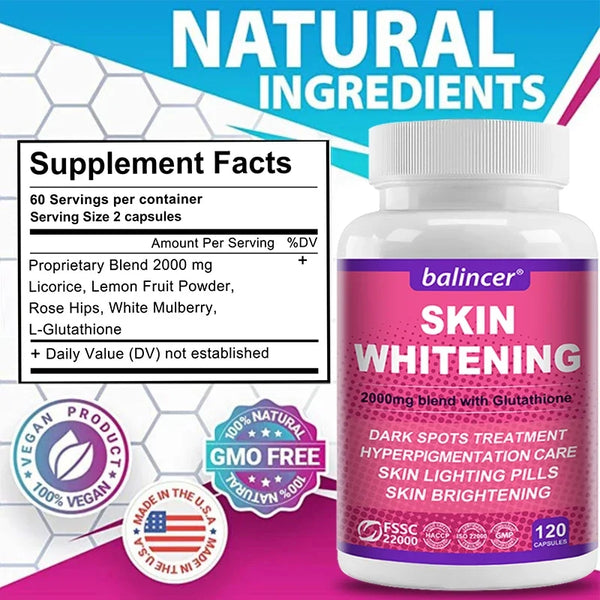 Glutathione Skin Whitening Supplement - Skin Health Support - Antioxidant To Brighten, Reduce Dark Spots and Hyperpigmentation in Pakistan in Pakistan