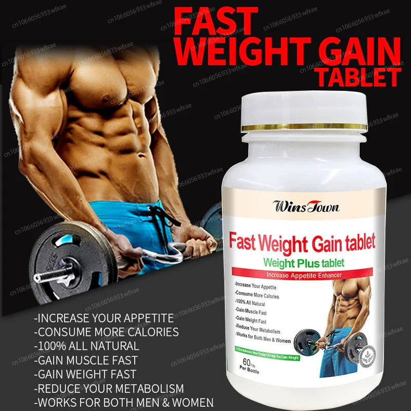 Body Gain Natural Weight Gainer Fast Weight Increase Supplement Mass Gainer Capsule Muscle Grow for Men Women