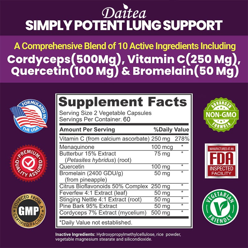 Best Supplement for Lungs - Targets Smoking, Improve Lung Health, Environmental Toxins and Air Pollution To Help Breathe Easy