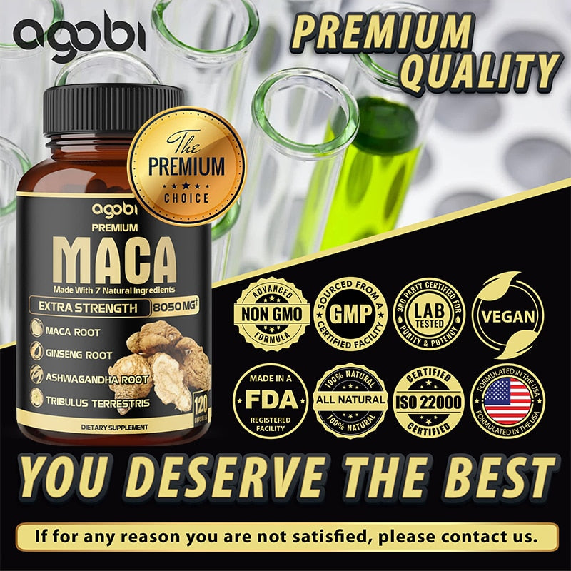 Peruvian Maca Root Supplement - Helps Boost Energy, Erection, Supports Stamina, Male Performance, Energy