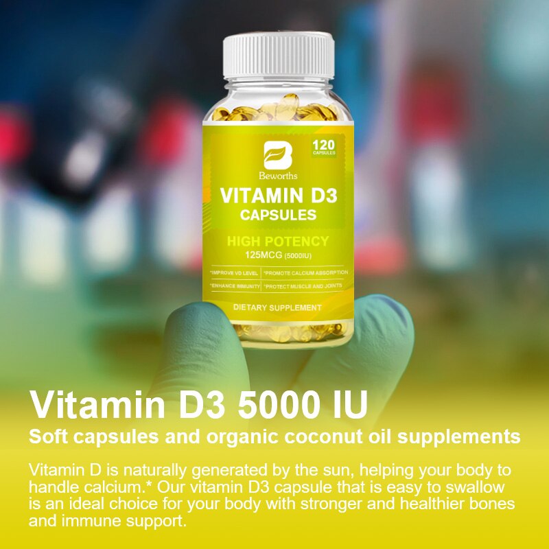 BW Vitamin D3 Capsules Strengthens Bones, Teeth, Heart and Nerves, Enhances Immune System Function Supplement For Women & Men