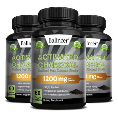 Balincer  Activated Charcoal Capsules - 1,200 Mg To Help Relieve Gas, Bloating and Naturally Detoxify