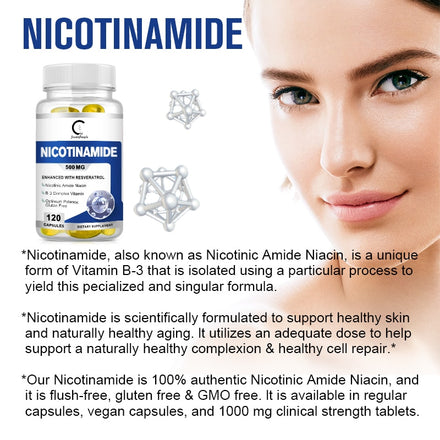 Greenpeople Nicotinamide Capsules Vitamin B3 Diet Supplement Boost Skin Beauty Whitening Repair Anti-aging Cardiovascular Health