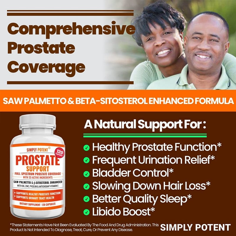 Men's Prostate Supplement with Saw Palmetto,33 Vitamins Plus B6,Zinc, Selenium,Healthy Urinary Frequency & Flow & Improved Sleep