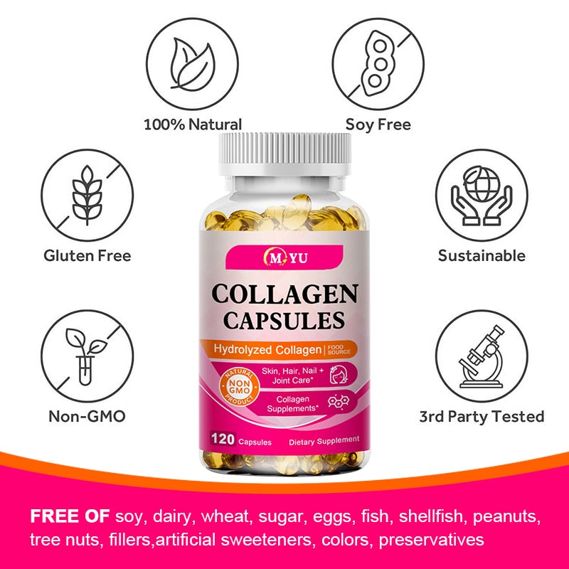 Hydrolyzed Collagen Capsules Support Skin&Joint& Hair & Nails Health Anti-aging Nutritional Supplements For Women