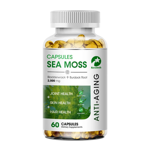 Kexinsh 60/120 Sea Moss Capsules Raw Organic Rich In Vitamin Mineral Boost Immune System Sea Moss Extract Supplement in Pakistan in Pakistan