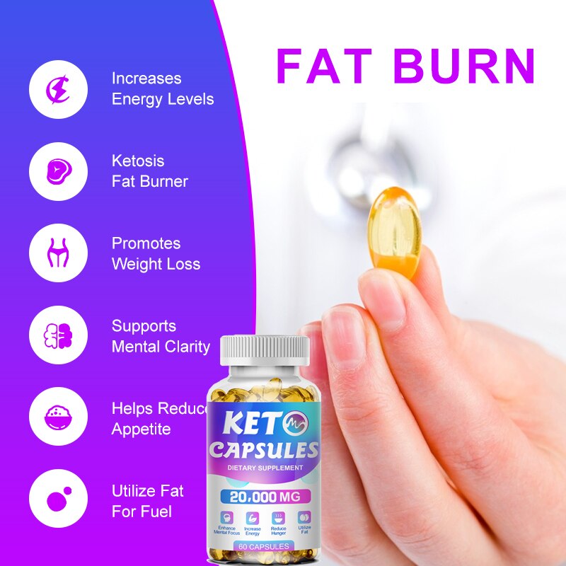 Minch Ketone Capsules Keto Supplement For Healthy Diet Weight Loss Management Burn Fat Supply Appetite Boost Energy For Adults