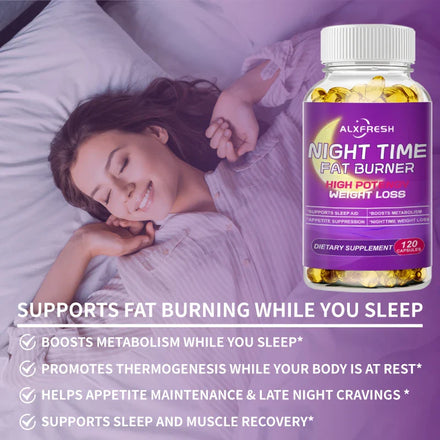 Nighttime Fat Burner Supplement for Improve Sleep Quality and Control Weight Gain Metabolism and Thermogenesis Relieve Pressure