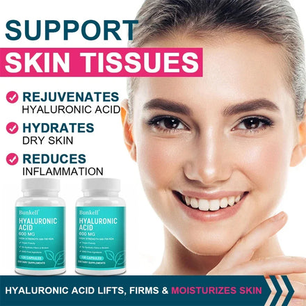 Bunkell Hyaluronic Acid Capsules for Healthy Hair, Skin, Nails and Joints for Men and Women, Vegetarian Friendly