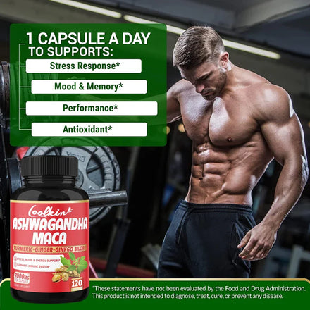 Ashwagandha and Maca Supplements - Supports Natural Health, Energy, Performance and Mood Supplements, Enhances Blood Flow