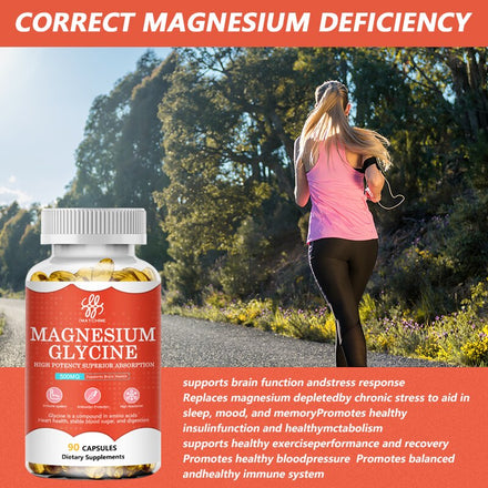 Magnesium Glycinate capsules - Vitamin D & B6, CoQ10, Magnesium Supplement calcium for Relaxation, Cognition and Sleep Quality