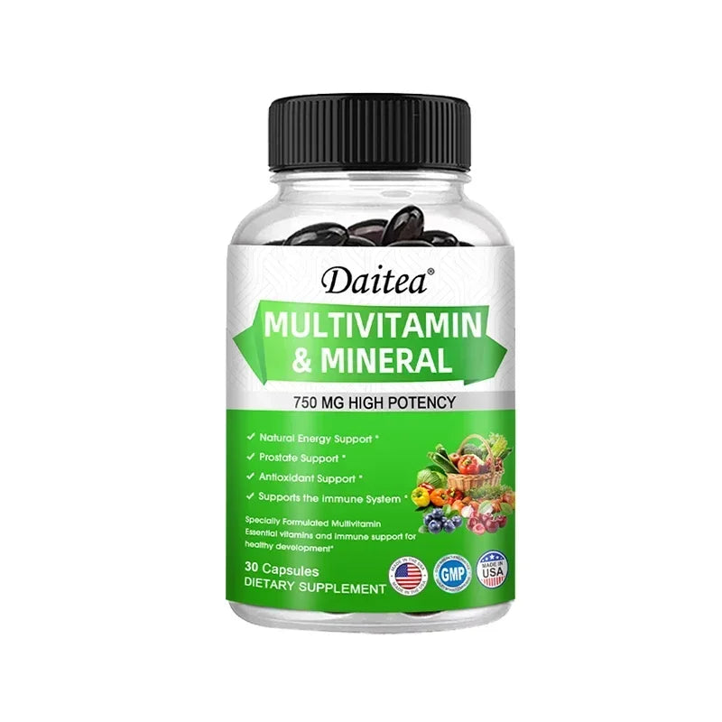 Multivitamin Capsules with Mineral Supplement To Provide Energy, Prostate, Skin and Eye Health Immune Support for Women and Men