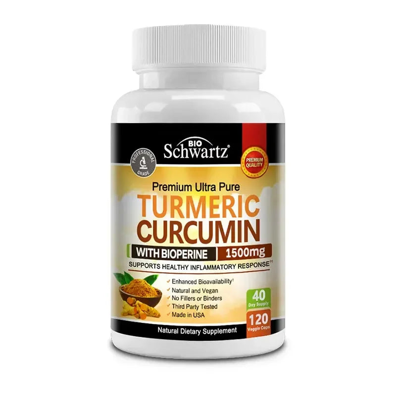 Curcumin with BioPerine 1500mg | Turmeric Capsules with Black Pepper, Joint Health Dietary Supplement Vegetarian