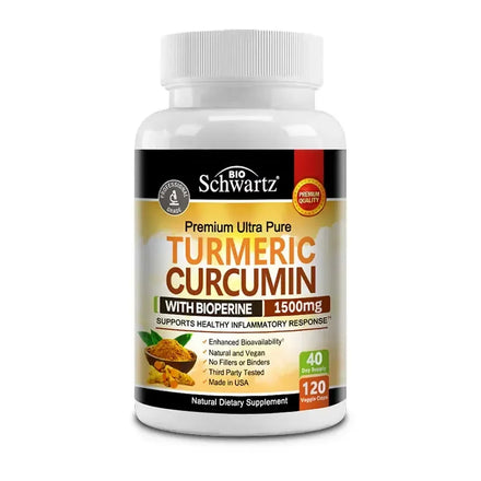 Curcumin with BioPerine 1500mg | Turmeric Capsules with Black Pepper, Joint Health Dietary Supplement Vegetarian