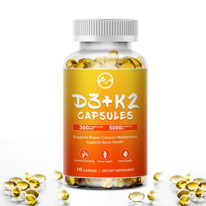 Minch Vitamin D3 with K2 Complex Supplement Health Care Non-GMO Formula 5000mg IU Vita D3 300 mcg Vitamin K2 Body Function Tools