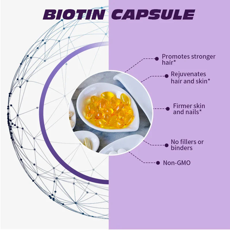 Orgmax Biotin Collagen Capsules Diet Supplement with Keratin Support Nails Skin Hair Health Growth for Women&Men Multivitamin