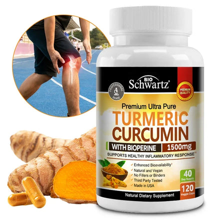 Curcumin with BioPerine 1500mg | Turmeric Capsules with Black Pepper, Joint Health Dietary Supplement Vegetarian