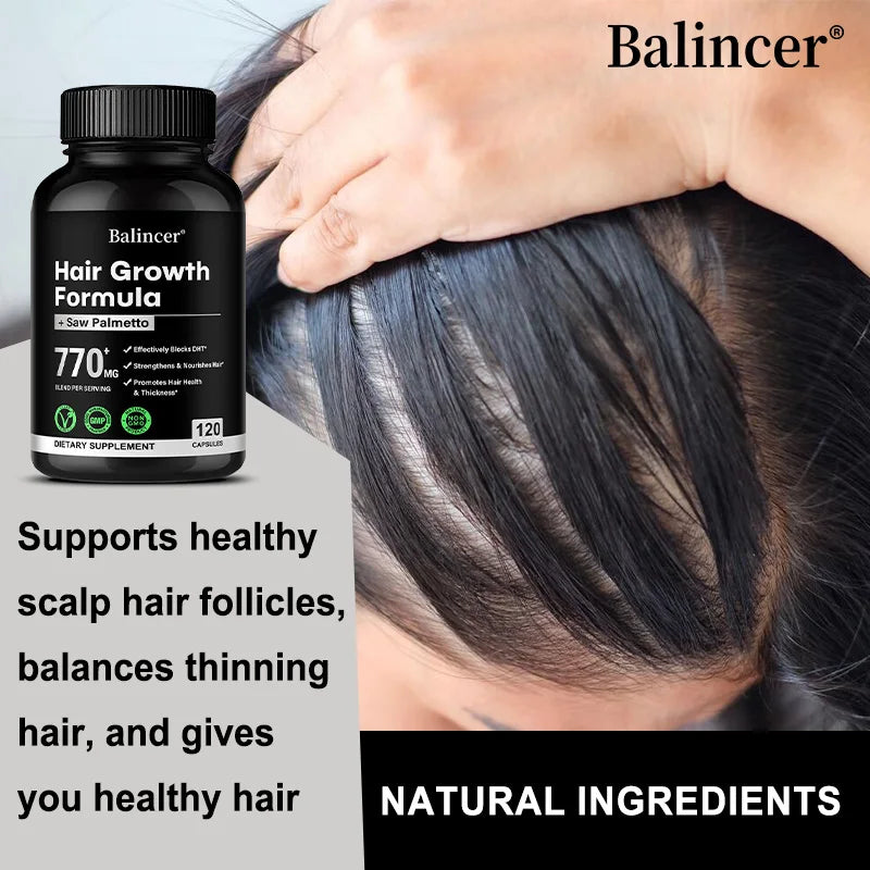 Saw Palmetto Capsules - with Multivitamins, Biotin, Promotes Hair Growth, Hair Loss, Promotes Hair Thickness and Overall Health