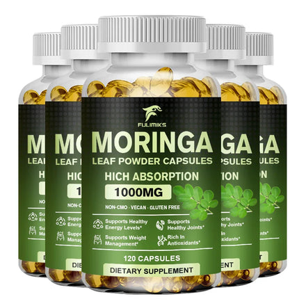 Pure Organic Moringa Oil Leaf Powder Capsules 1000mg, Immune System&Energy Booster - Vegetarian Supplements for Healthy Capsules