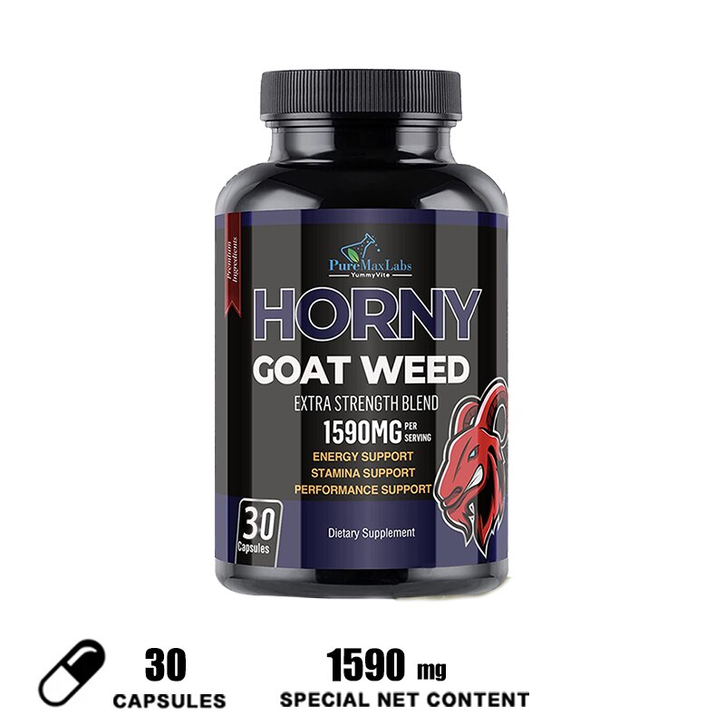 Horny Goat Weed Capsules Support Improves Male Performance Long-lasting Increased Energy Supplement Strength and Muscle Growth
