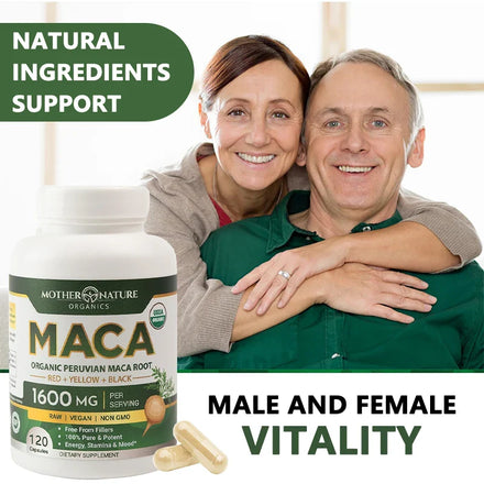 Organic Maca Root - Helps with Mental Clarity, Focus and A Sense of Calm, Improves Energy, Stamina and Mood, and Boosts Energy