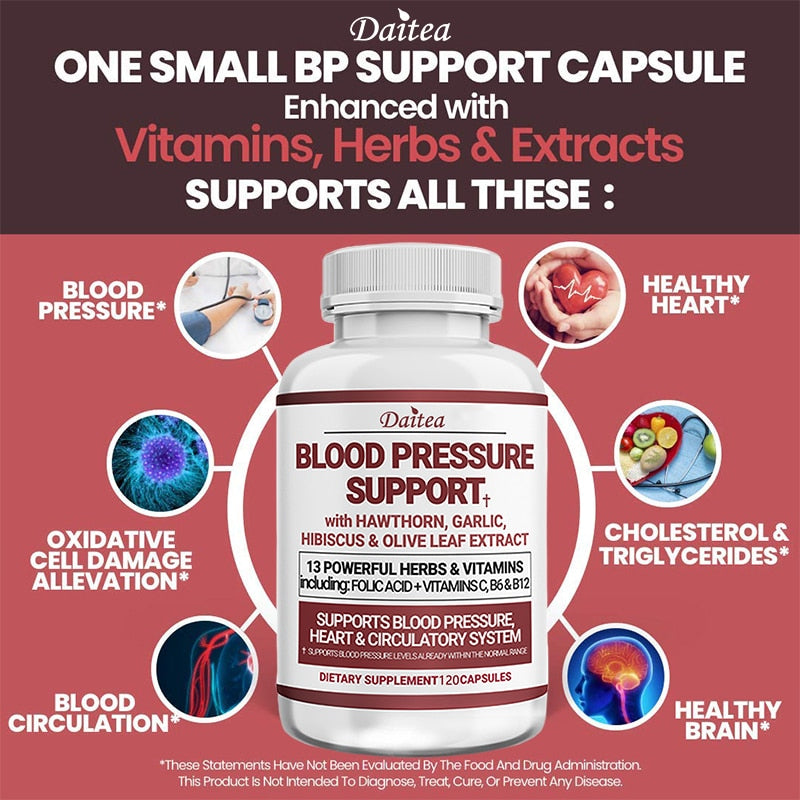 Blood Pressure Support Supplement - Supports Healthy Heart, Cholesterol, Heart, High Blood Pressure & Antioxidants